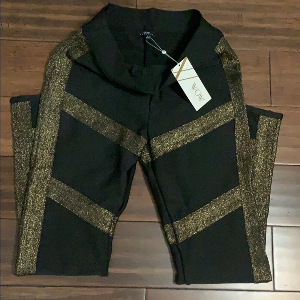 WOW COUTURE SPARKLE BANDAGE STRIPED LUREX PANTS